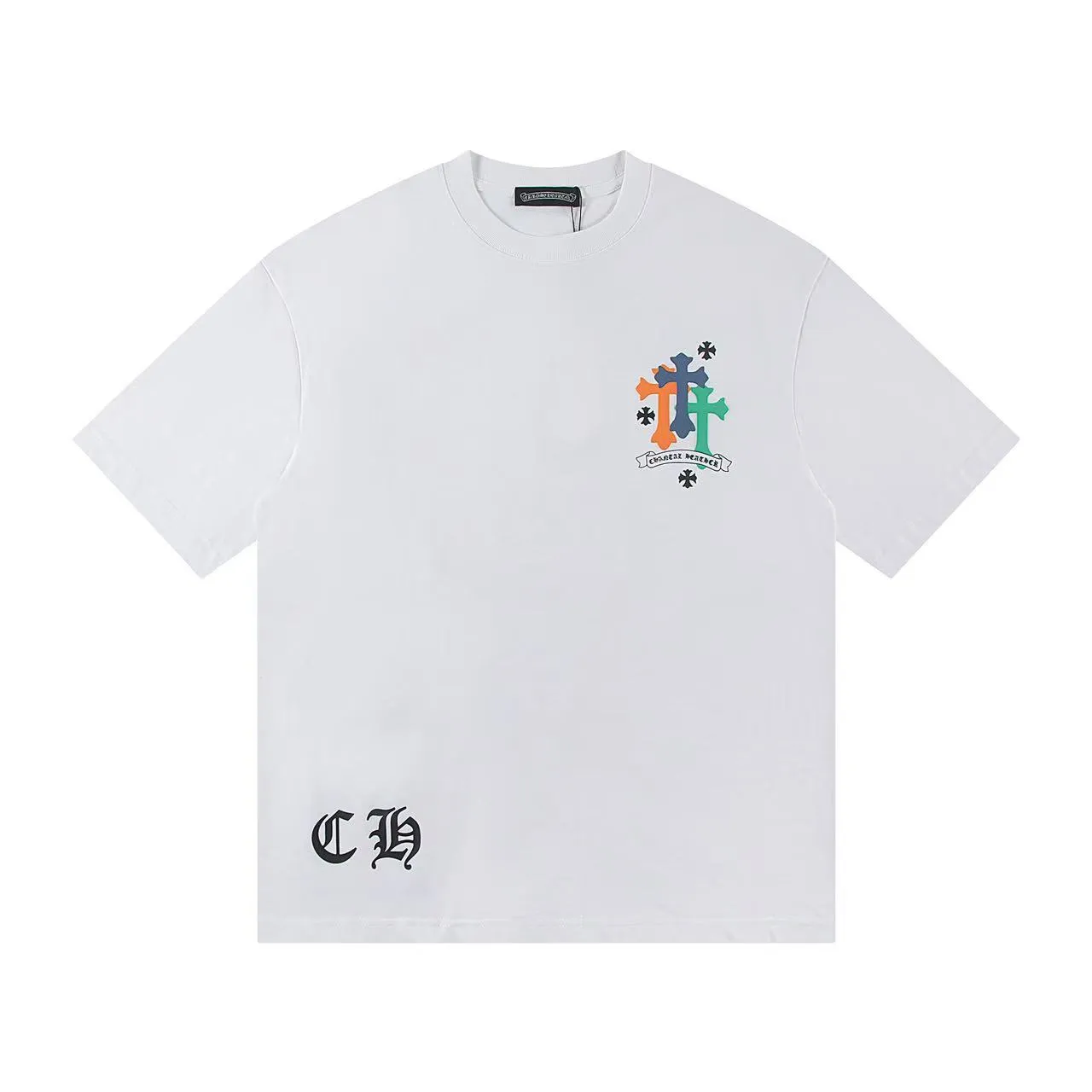 🅿️160 Style: 2025 new Croix Heart short-sleeved T-shirt Material: High version 300g double yarn combed cotton Size: S～XL Color: White Style number: Z1013